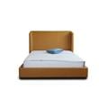 Manhattan Comfort Lenyx Faux Leather Full Size Bed Frame in Saddle Brown