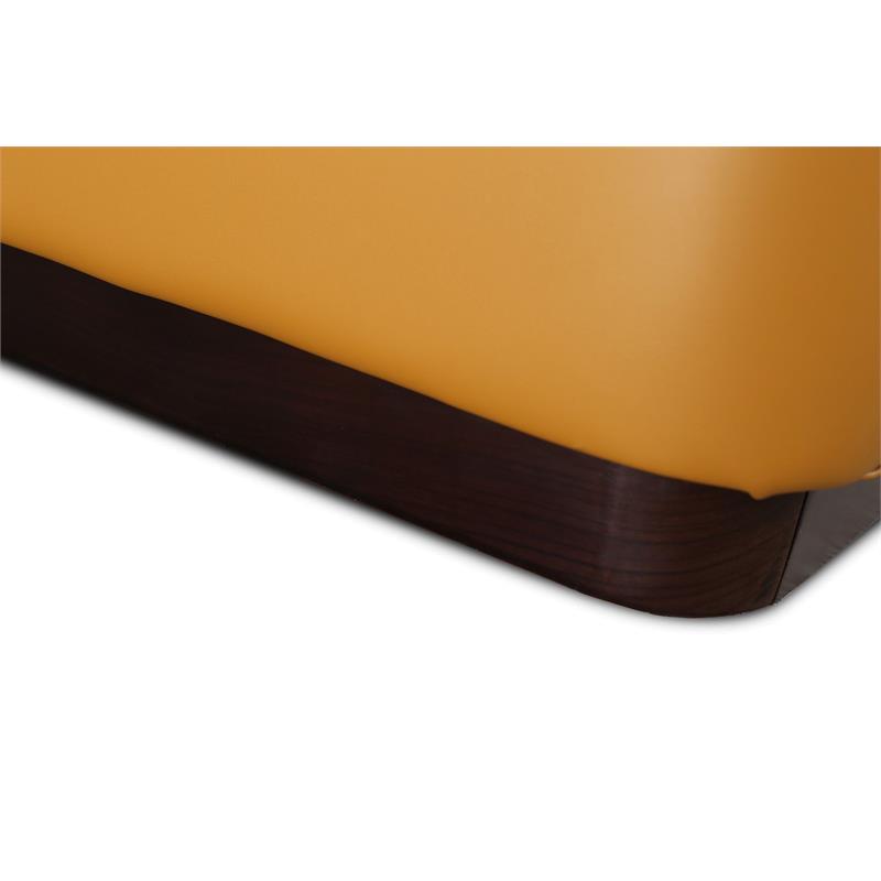 Manhattan Comfort Lenyx Faux Leather Full Size Bed Frame in Saddle Brown
