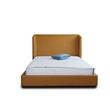 Manhattan Comfort Lenyx Faux Leather Queen Size Bed Frame in Saddle Brown