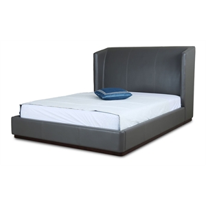Manhattan Comfort Lenyx Faux Leather Queen Size Bed Frame in Graphite Gray