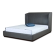 Manhattan Comfort Lenyx Faux Leather Queen Size Bed Frame in Graphite Gray