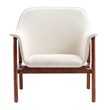 Manhattan Comfort Miller Fabric Upholstered Accent Chair in Cream/Walnut