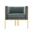 Manhattan Comfort Paramount Velvet Accent Armchair in Gray/Polished Brass