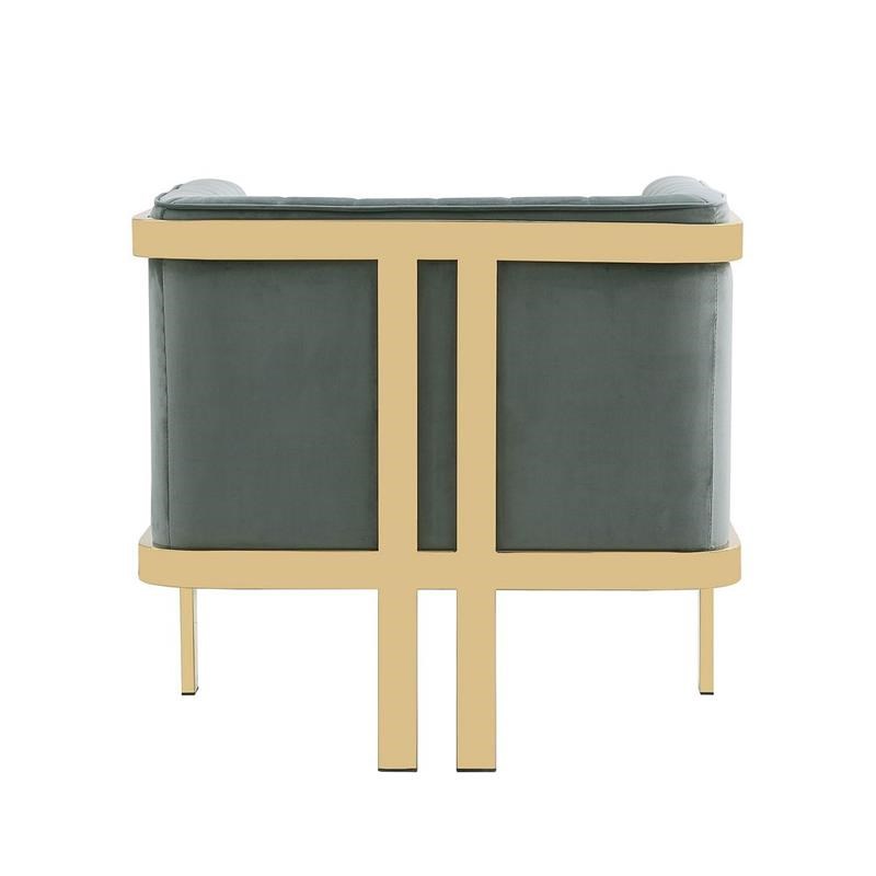 Manhattan Comfort Paramount Velvet Accent Armchair in Gray/Polished Brass