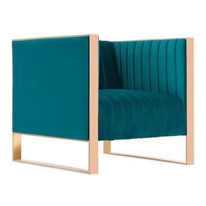 Manhattan Comfort Trillium Velvet Upholstered Accent Chair in Teal Blue