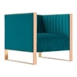Manhattan Comfort Trillium Velvet Upholstered Accent Chair in Teal Blue