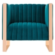 Manhattan Comfort Trillium Velvet Upholstered Accent Chair in Teal Blue