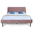 Manhattan Comfort Heather Velvet Queen Size Bed Frame in Blush Pink/Gold