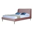 Manhattan Comfort Heather Velvet Queen Size Bed Frame in Blush Pink/Gold