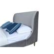 Manhattan Comfort Heather Velvet Queen Size Bed Frame in Gray/Gold