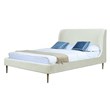 Manhattan Comfort Heather Velvet Queen Size Bed Frame in Cream/Gold