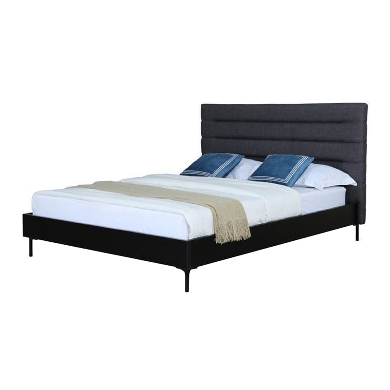 Manhattan Comfort Schwamm Fabric Upholstered Full Size Bed Frame in Gray