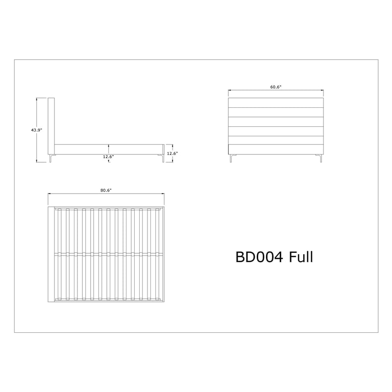 Manhattan Comfort Schwamm Fabric Upholstered Full Size Bed Frame in Light Gray