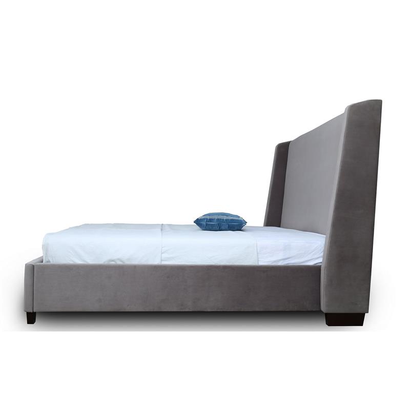 Manhattan Comfort Parlay Velvet Upholstered Full Size Bed Frame in Gray