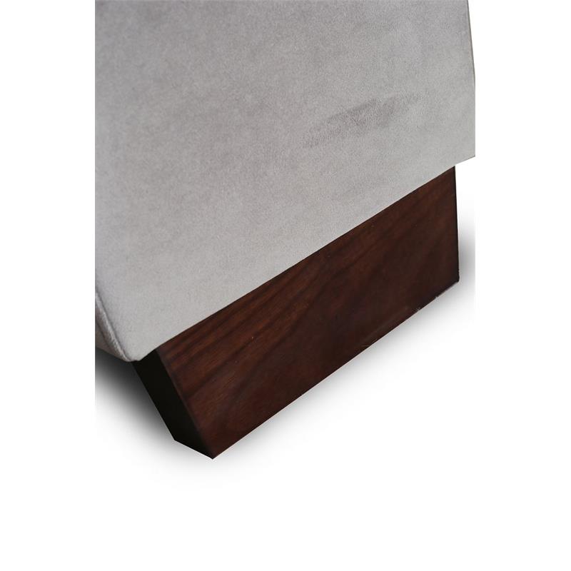 Manhattan Comfort Parlay Velvet Upholstered Full Size Bed Frame in Gray