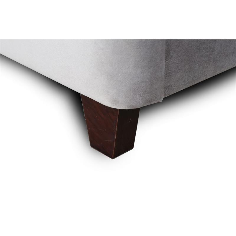 Manhattan Comfort Parlay Velvet Upholstered Full Size Bed Frame in Gray