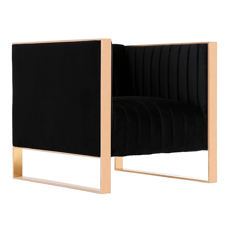 Manhattan Comfort Trillium Velvet Upholstered Accent Chair in Black