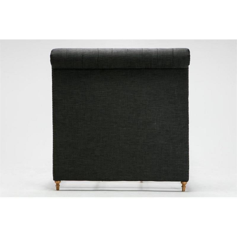 Manhattan Comfort Empire Fabric Upholstered Full Bed Frame in Charcoal