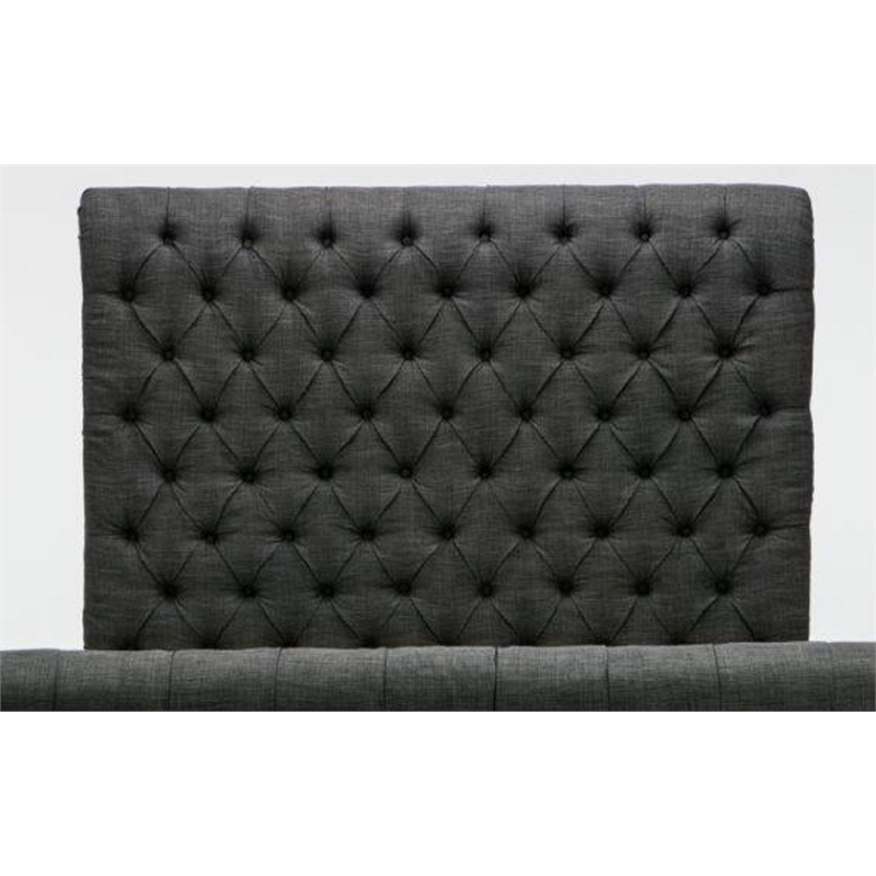 Manhattan Comfort Empire Fabric Upholstered Full Bed Frame in Charcoal