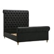 Manhattan Comfort Empire Fabric Upholstered Full Bed Frame in Charcoal