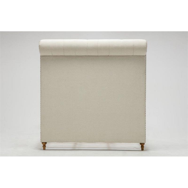 Manhattan Comfort Empire Fabric Upholstered Full Bed Frame in Cream