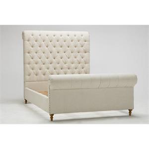 empire cream woven blend upholstered chic modern full bed frame