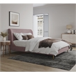Manhattan Comfort Heather Velvet Full Size Bed Frame in Blush Pink/Gold