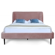 Manhattan Comfort Heather Velvet Full Size Bed Frame in Blush Pink/Gold