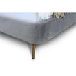 Manhattan Comfort Heather Velvet Full Size Bed Frame in Gray/Gold