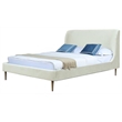 Manhattan Comfort Heather Velvet Full Size Bed Frame in Cream/Gold