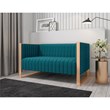 Manhattan Comfort Trillium Velvet Upholstery Loveseat in Aqua Blue