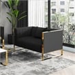 Manhattan Comfort Trillium Velvet Upholstery Loveseat in Black