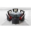 Manhattan Comfort Nightingdale 7-Piece Rattan/Fabric Outdoor Dining Set in Red