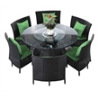 Manhattan Comfort Nightingdale 7-Piece Rattan/Fabric Outdoor Dining Set in Green