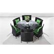 Manhattan Comfort Nightingdale 7-Piece Rattan/Fabric Outdoor Dining Set in Green