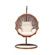 Manhattan Comfort Zolo Rattan & Fabric Hanging Lounge Egg Patio in Brown/Cream