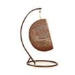 Manhattan Comfort Zolo Rattan & Fabric Hanging Lounge Egg Patio in Brown/Cream