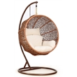 Manhattan Comfort Zolo Rattan & Fabric Hanging Lounge Egg Patio in Brown/Cream