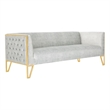 Manhattan Comfort Vector 3-Seat Velvet Upholstered Sofa in Gray
