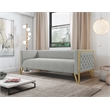 Manhattan Comfort Vector 3-Seat Velvet Upholstered Sofa in Gray
