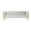 Manhattan Comfort Vector 3-Seat Velvet Upholstered Sofa in Gray
