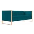 Manhattan Comfort Vector 3-Seat Velvet Upholstered Sofa in Aqua Blue