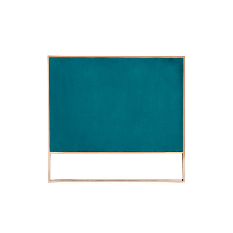 Manhattan Comfort Vector 3-Seat Velvet Upholstered Sofa in Aqua Blue