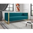 Manhattan Comfort Vector 3-Seat Velvet Upholstered Sofa in Aqua Blue