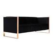 Manhattan Comfort Vector 3-Seat Velvet Upholstered Sofa in Black