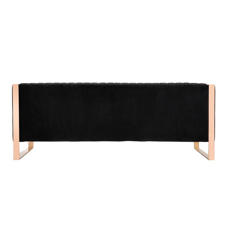 Manhattan Comfort Vector 3-Seat Velvet Upholstered Sofa in Black