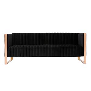 vector 81.5 in black  gold glam modern velvet upholstered 3 seat sofa