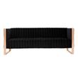 Manhattan Comfort Vector 3-Seat Velvet Upholstered Sofa in Black