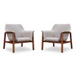 Manhattan Comfort Miller Fabric Accent Chair in Gray/Walnut (Set of 2)