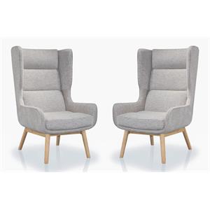 sampson wheat natural modern high back twill upholstered accent chair set 2